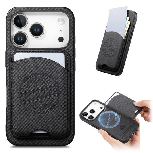 Twill Texture Vegan Leather Magnetic Phone Cover with Detachable Card Holder, For iPhone 17, For iPhone Air, For iPhone 16 Pro Max