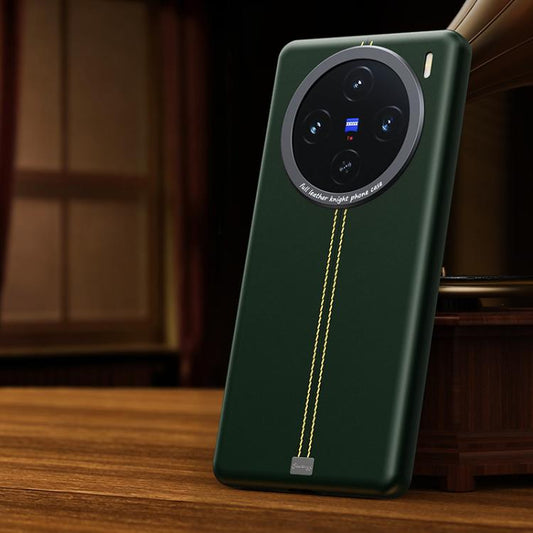 Jazz Series Retro Vegan Leather Textured Metal Frame Magnetic Phone Case, For vivo X100 Ultra, For vivo X100 Pro, For vivo X100