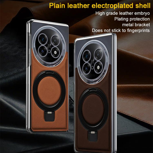 Foldable Screen Holder Electroplated Vegan Leather Phone Case, For OPPO Find N5, For OPPO Find N3