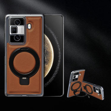 Foldable Screen Holder Electroplated Vegan Leather Phone Case, For Honor Magic VS3, For Honor Magic VS2