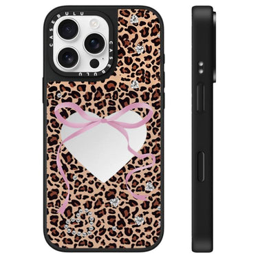 Leopard Cherry Series Pattern Mirror Phone Case, For iPhone 16 Pro Max, For iPhone 16 Pro, For iPhone 16 Plus