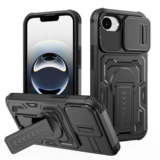 Slid Camera Shield Invisible Holder PC Hybrid TPU Phone Case, For iPhone 17e / 16e, For iPhone 17 Pro Max, For iPhone 17 Pro, For iPhone 17