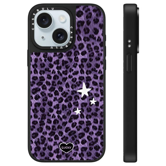 Stars Leopard Series Pattern Mirror Phone Case, For iPhone 15 Plus, For iPhone 15