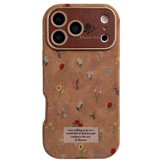 Large Window Desert Gold Small Floral Soft TPU Phone Case, For iPhone 17 Pro Max, For iPhone 17 Pro, For iPhone 17, For iPhone Air, For iPhone 16 Pro Max, For iPhone 16 Pro, For iPhone 16 Plus, For iPhone 16