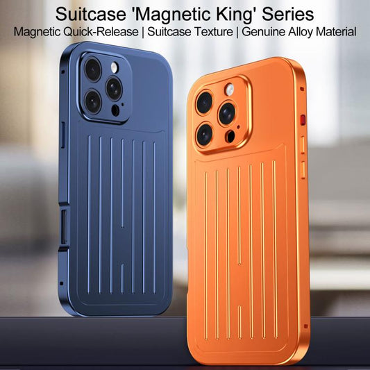 Suitcase Texture Magnetic King Series Aluminum Alloy Phone Case with Tempered Glass Film, For iPhone 16 Pro, For iPhone 15 Pro Max, For iPhone 15 Pro, For iPhone 14 Pro