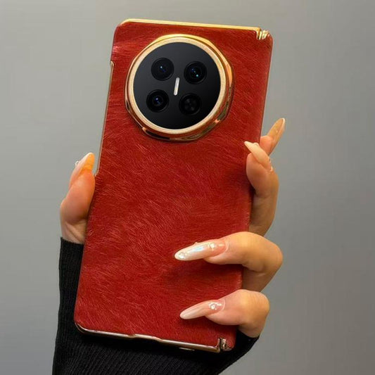 Horsehair Pattern Double Axis Vegan Leather Shockproof Phone Case, For Huawei Mate X7, For Huawei Mate X6, For Huawei Mate X5