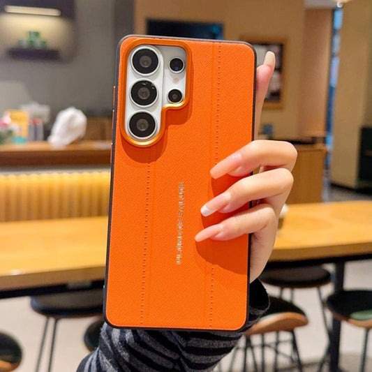 Metal Camera Lens Frame Buttons Vegan Leather Phone Case, For Galaxy S25 Ultra 5G, For Galaxy S24 Ultra 5G, For Galaxy S24+ 5G, For Galaxy S24 5G