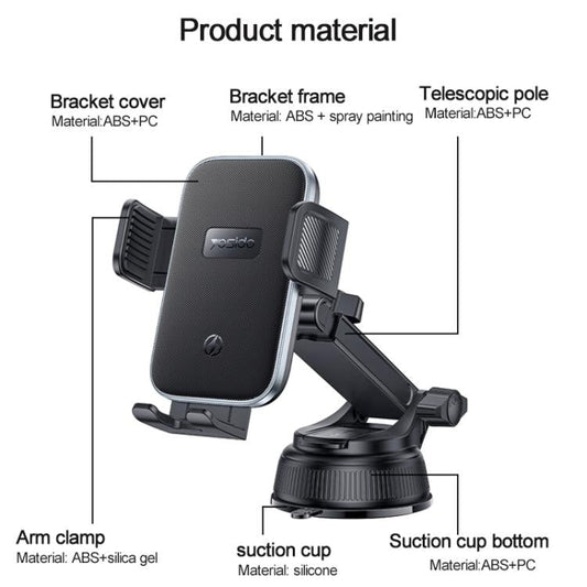 Yesido C320 15W Car Suction Cup Clip Wireless Fast Charging Phone Holder, C320