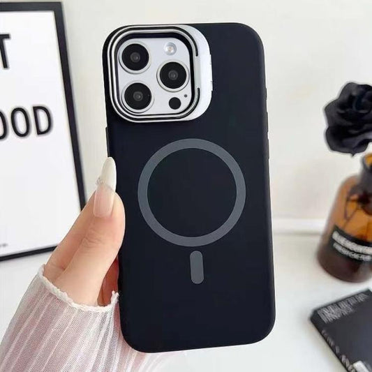 Liquid Silicone Magnetic Phone Case with Lens Frame Holder, For iPhone 14 Pro Max, For iPhone 13 Pro Max, For iPhone 13 Pro