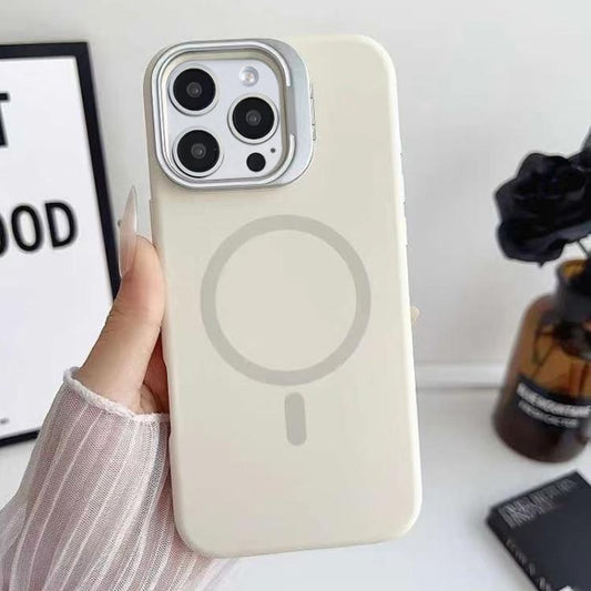 Liquid Silicone Magnetic Phone Case with Lens Frame Holder, For iPhone 12 Pro, For iPhone 11