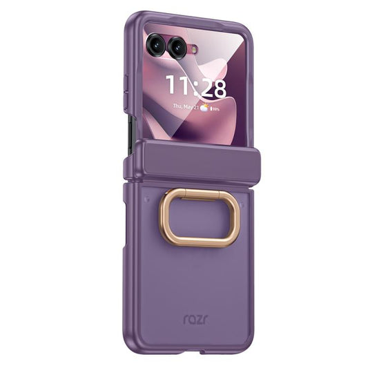 Semi-transparent Frosted Hinge Ring Holder Integrated Film Phone Case, For Motorola Razr 70+ / 60 Pro / 50 Ultra