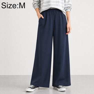 High-Waisted Wide-Leg Women Pants M / Navy Blue