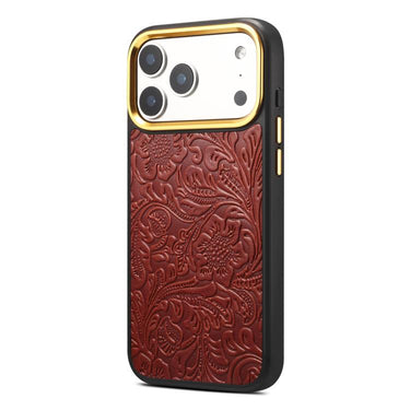 Denior A26+2 Leather Retro Flower Texture Phone Case, For iPhone 17 Pro Max, For iPhone 17 Pro, For iPhone 16 Pro Max, For iPhone 16 Pro, For iPhone 15 Pro Max, For iPhone 15 Pro
