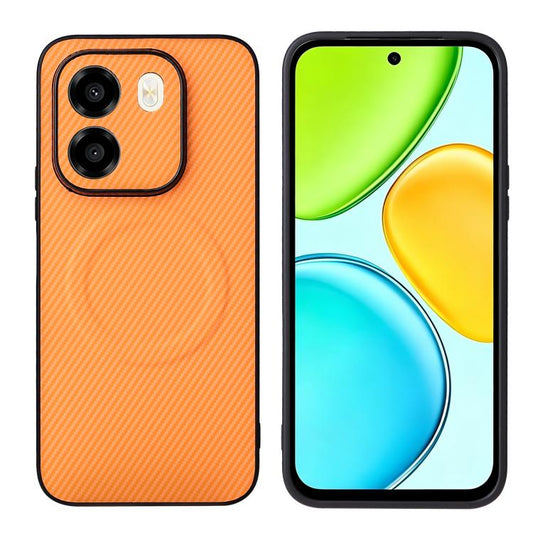 Precise Cutout Carbon Fiber Texture Vegan Leather Phone Case, For Honor 600 Global, For Honor 600 Lite Global, For Honor X6d / Play 60A, For Honor X8d 4G, For Honor X70i, For Honor X8c 4G