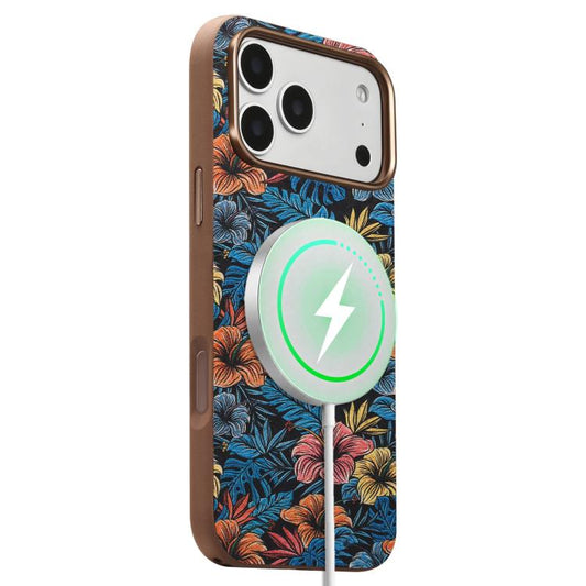 Denior Vintage Boho Embroidery Style Magnetic Protective Phone Case, For iPhone 16 Pro Max, For iPhone 16 Pro, For iPhone 15 Pro Max, For iPhone 15 Pro