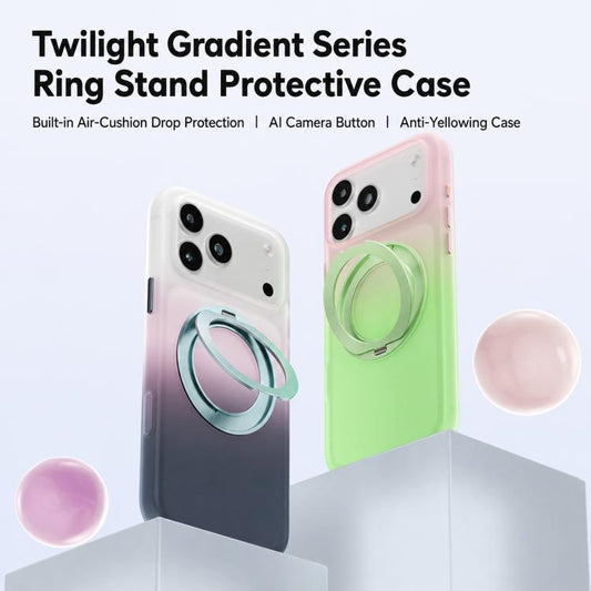 Twilight Gradient 360 rotation Holder Magnetic Phone Case, For iPhone 18 Pro, For iPhone 18 Pro Max, For iPhone 17 Pro Max, For iPhone 17 Pro