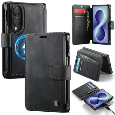 AutSpace A15 Retro Magnetic Clasp Vegan Leather Phone Case, For Galaxy Z Fold8 5G, For Galaxy Z Fold8 Ultra 5G