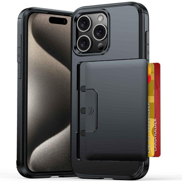 Sliding Card Slot PC Hybrid TPU Phone Case, For iPhone 13 Pro Max / 12 Pro Max