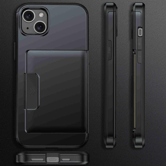 Sliding Card Slot PC Hybrid TPU Phone Case, For iPhone 15 Plus / 14 Plus, For iPhone 14, For iPhone 14 Pro