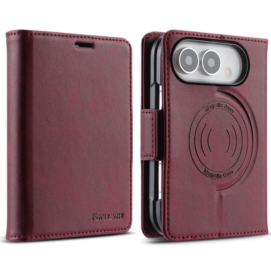 Forwenw F10 Dual-side Buckle Magnetic Vegan Leather Phone Case, For iPhone Duo