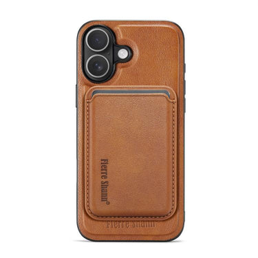 Fierre Shann Oil Wax Vegan Leather Magnetic Card Holder Phone Case, For iPhone 16, For iPhone 15 Pro Max, For iPhone 15 Pro, For iPhone 15 Plus / 14 Plus