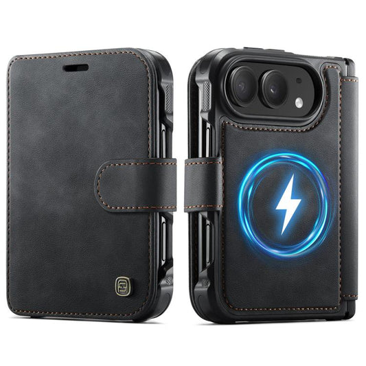 AutSpace A15 Retro Magnetic Clasp Vegan Leather Phone Case, For iPhone Duo