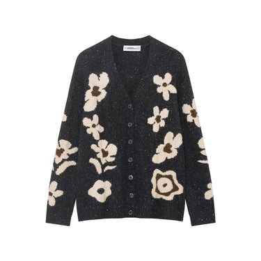 Flower jacquard knitted loose jacket