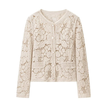 Hollow hook flower short knitted cardigan jacket