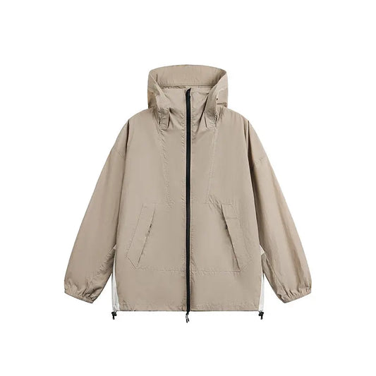 Hooded Sun Protection Jacket for Men, Sporty Loose Outerwear