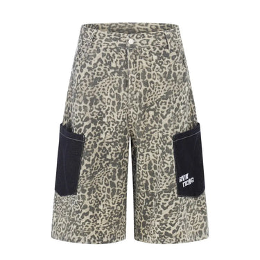 Leopard print workwear shorts