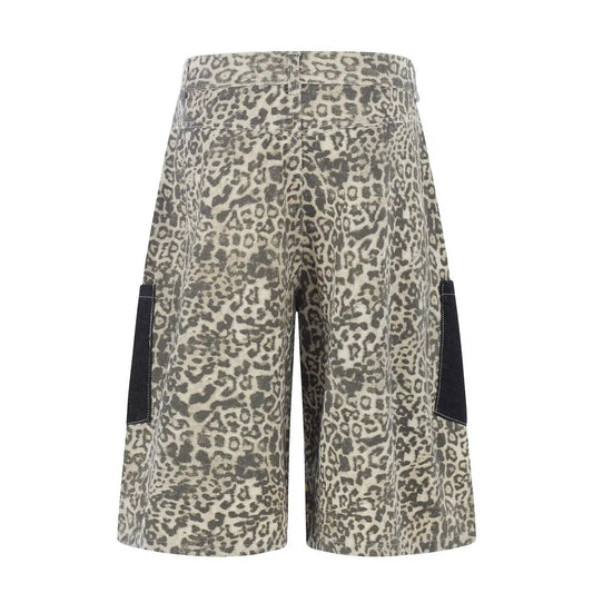 Leopard print workwear shorts