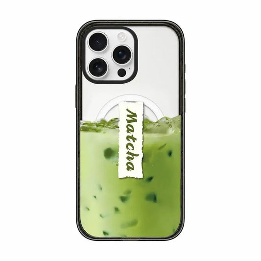 Matcha Latte Cake Pattern Magnetic Acrylic TPU Phone Case, For iPhone 16 Pro Max, For iPhone 16 Pro, For iPhone 16 Plus, For iPhone 16