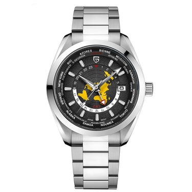 Men's Multifunctional Mechanical GMT Dual Time Zone Luminous Watrproof Watch Utrano
