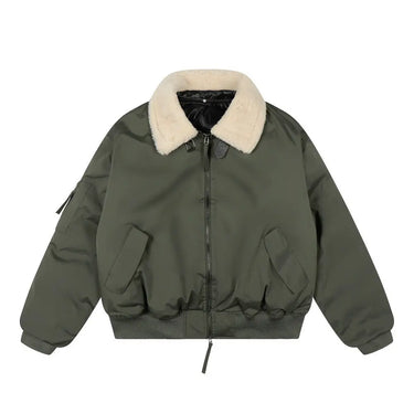 Motorcycle suit with fur collar and cotton jacket