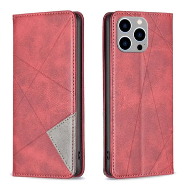 Rhombus Texture Magnetic Leather Phone Case, For iPhone 15 Pro Max, For iPhone 15 Pro, For iPhone 15 Plus, For iPhone 15