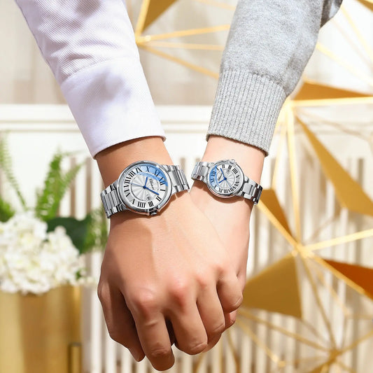 Roman Couple Watches Calendar Steel Belt Waterproof Luminous Classic Utrano