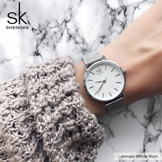 SK Super Slim Sliver Mesh Stainless Steel Watches Women Top Brand Luxury Casual Clock Ladies Wrist Watch Lady Relogio Feminino Utrano