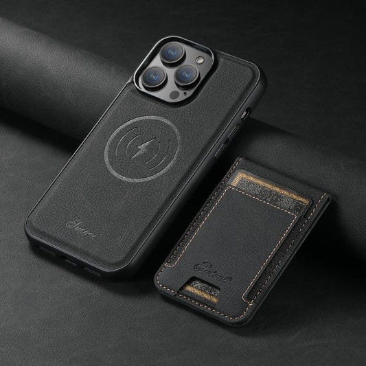 Suteni H17 Litchi Texture Leather MagSafe Detachable Wallet Phone Case, For iPhone 13 Pro, For iPhone 13, For iPhone 12, For iPhone 12 Pro Max, For iPhone 12 Pro