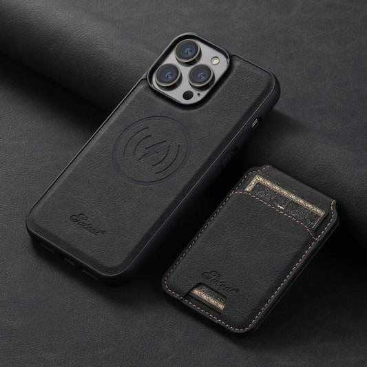 Suteni H17 Litchi Texture Leather MagSafe Detachable Wallet Phone Case, For iPhone 12 Pro, For iPhone 17e / 16e