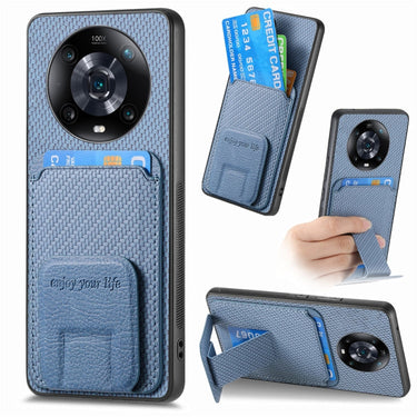 Carbon Fiber Card Bag Fold Stand Phone Case, For Honor 60 Pro, For Honor 60, For Honor 50, For Honor 50 SE