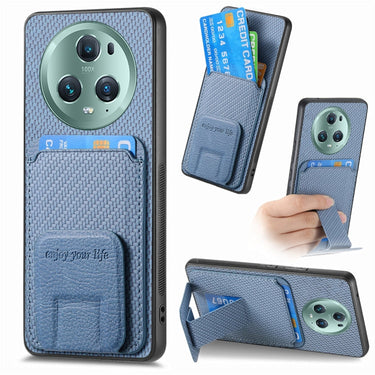 Carbon Fiber Card Bag Fold Stand Phone Case, For Honor X8A, For Honor X9A, For Honor X7A, For Honor 80 SE