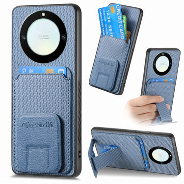 Carbon Fiber Card Bag Fold Stand Phone Case, For Honor 70 Pro, For Honor 70, For Honor Magic4 Pro, For Honor Magic4 5G