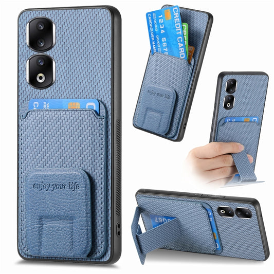 Carbon Fiber Card Bag Fold Stand Phone Case, For Honor 90 Pro, For Honor 90, For Honor Magic5 Pro, For Honor Magic5
