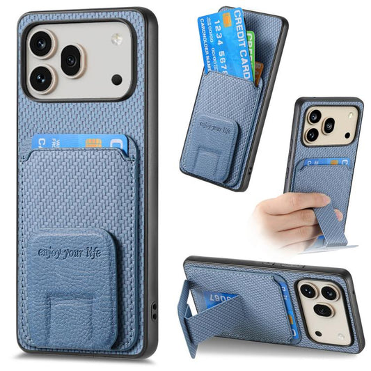 Carbon Fiber Card Bag Fold Stand Phone Case, For Honor 600 Pro Global, For Honor 600 Global, For Honor Magic7 Pro, For Honor Magic6 Pro