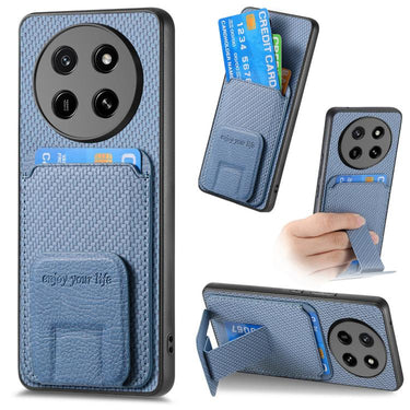 Carbon Fiber Card Bag Fold Stand Phone Case, For Honor 600 Pro Global, For Honor 600 Global, For Honor Magic7 Pro, For Honor Magic6 Pro