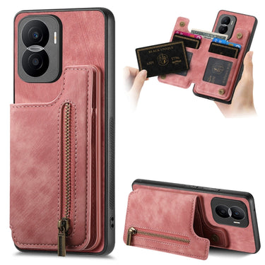 Retro Leather Zipper Wallet Back Phone Case, For Honor 70, For Honor 60 Pro, For Honor 60, For Honor 50