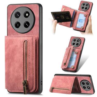 Retro Leather Zipper Wallet Back Phone Case, For Honor 600 Pro Global, For Honor 600 Global, For Honor 200 Lite Global, For Honor X8b