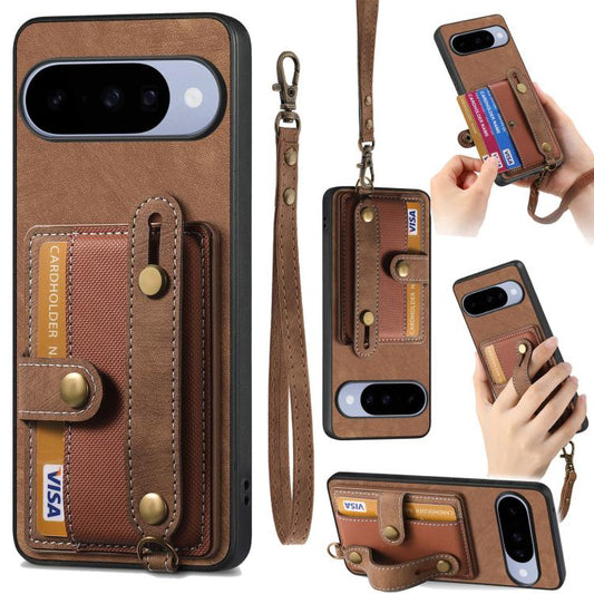 Retro Cross Wristband Wallet Leather Back Phone Case, For Google Pixel 11 Pro XL, For Google Pixel 11, For Google Pixel 11 Pro, For Google Pixel 10 Pro XL