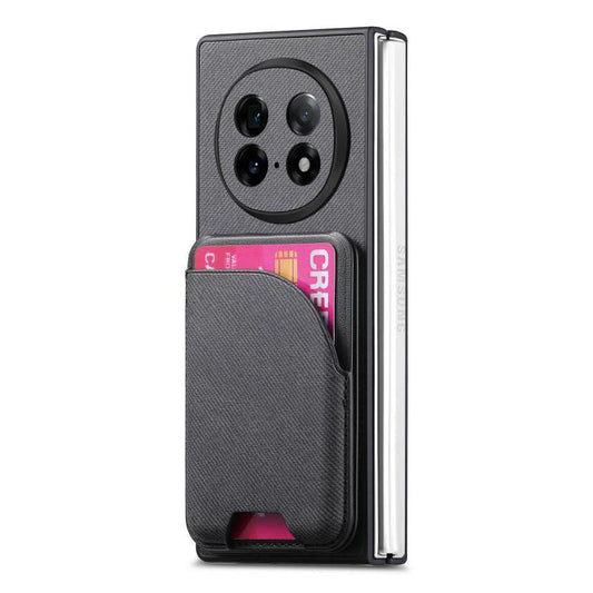 Twill Fabric Leather Skin Card Bag Magnetic Back Phone Case, For OPPO Find N5