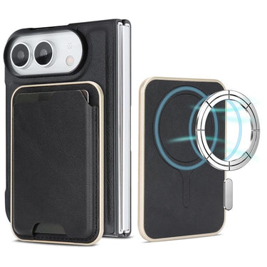 Kalebol Slim MagSafe Ring Magnetic Card Bag Leather Phone Case, For iPhone Fold, For iPhone 18 Pro, For iPhone 18 Pro Max, For iPhone 17 Pro Max